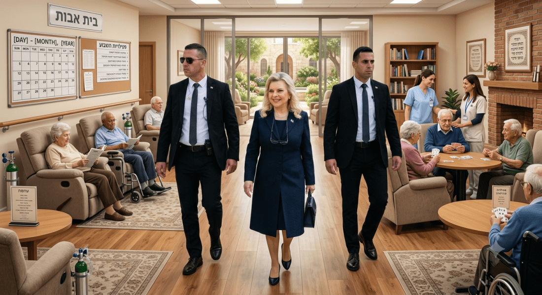 שרה נתניהו ומאבטחים בבית אבות